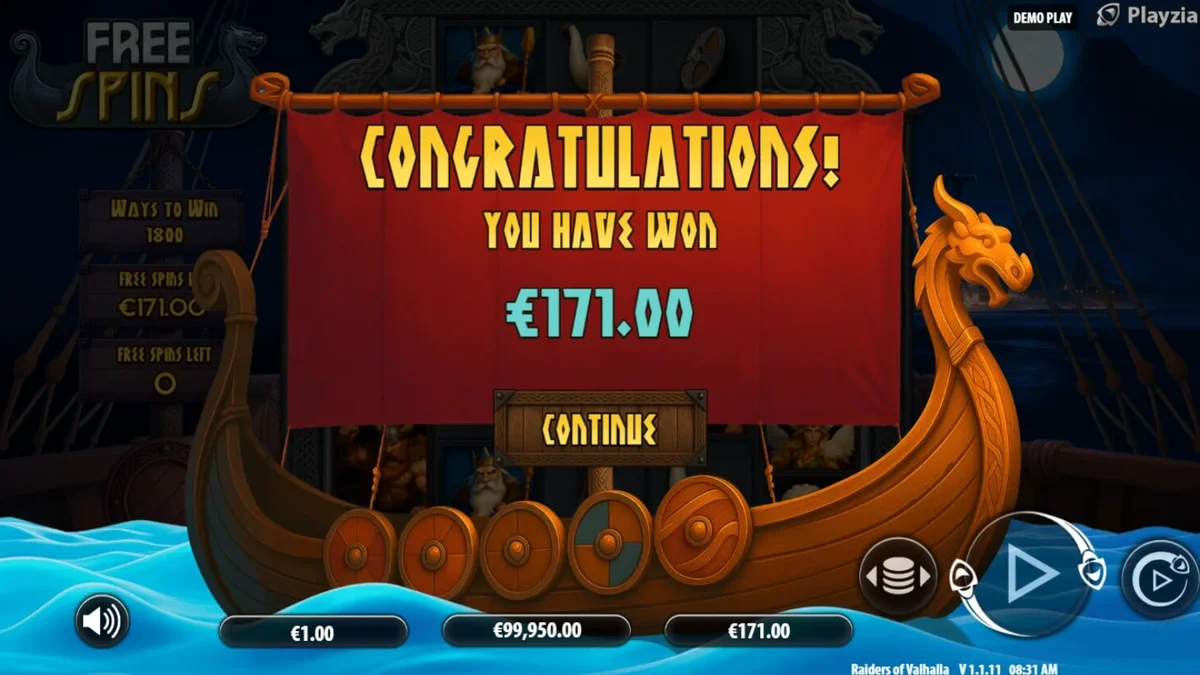 Tampilan visual slot Raiders of Valhalla Megaways dengan latar belakang medan perang Viking yang epik.